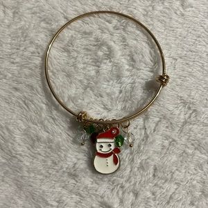 Gold Tone Snowman Bangle Bracelet